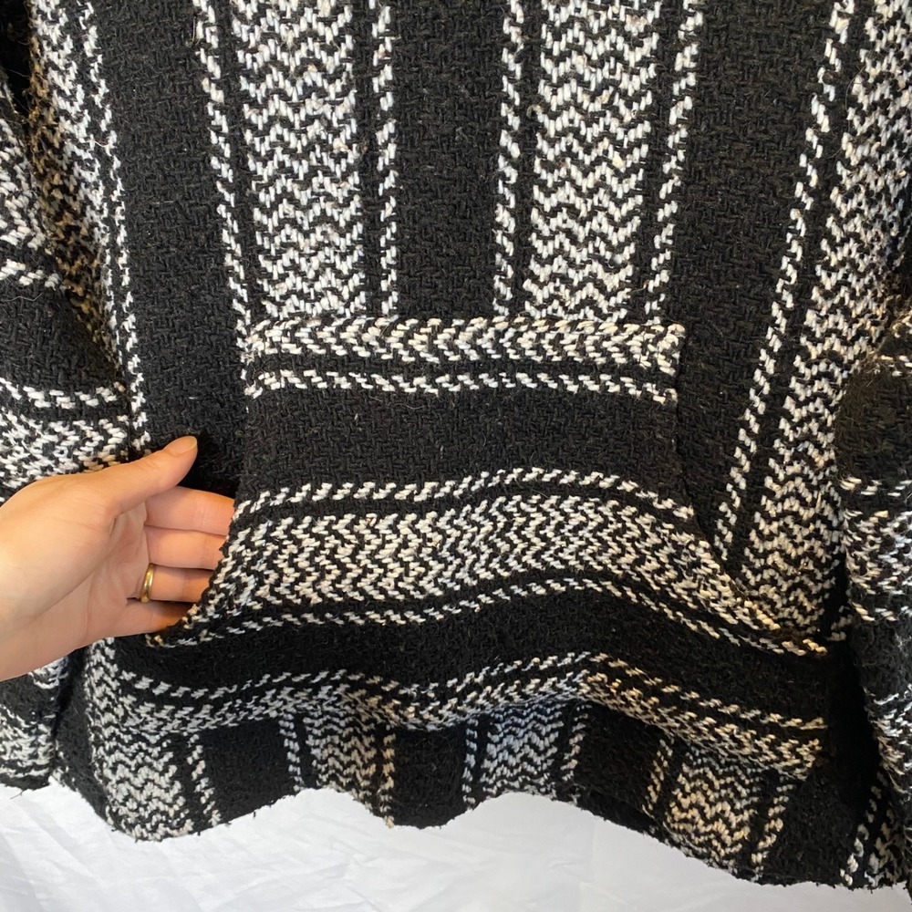Baja Joe Mexican Baja Poncho‎ Hoodie Size Small Pullover Surfer Hippie Drug Rug - Picture 3 of 12